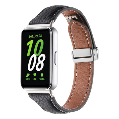 For Samsung Galaxy Fit3 Watch Band Slim Genuine Cow Leather Magnetic Replacement Strap