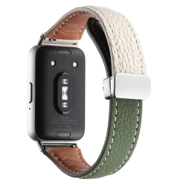 For Samsung Galaxy Fit3 Watch Band Slim Genuine Cow Leather Magnetic Replacement Strap