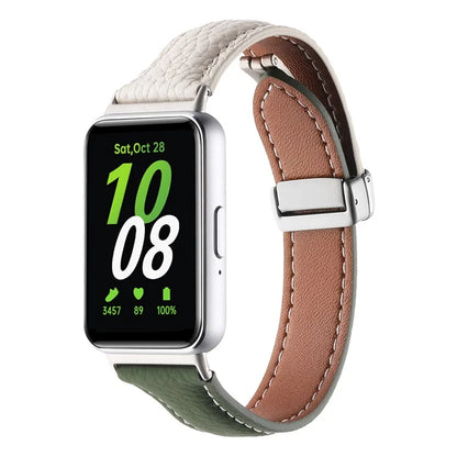 For Samsung Galaxy Fit3 Watch Band Slim Genuine Cow Leather Magnetic Replacement Strap