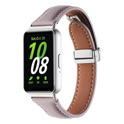 For Samsung Galaxy Fit3 Watch Band Slim Genuine Cow Leather Magnetic Replacement Strap