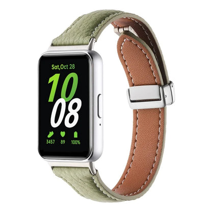 For Samsung Galaxy Fit3 Watch Band Slim Genuine Cow Leather Magnetic Replacement Strap