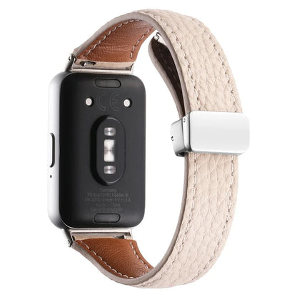 For Samsung Galaxy Fit3 Watch Band Slim Genuine Cow Leather Magnetic Replacement Strap