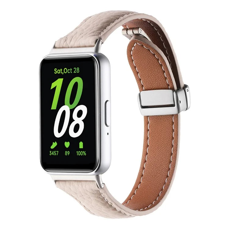For Samsung Galaxy Fit3 Watch Band Slim Genuine Cow Leather Magnetic Replacement Strap