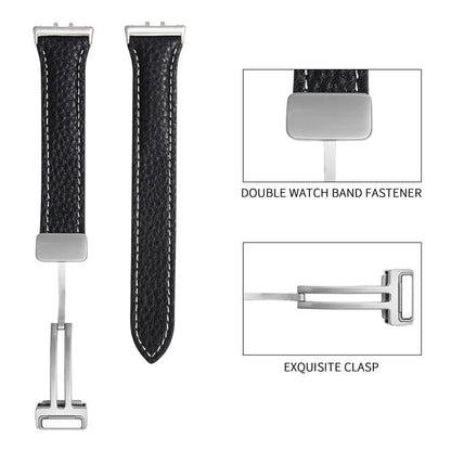 For Samsung Galaxy Fit3 Watch Band Slim Genuine Cow Leather Magnetic Replacement Strap