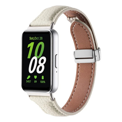 For Samsung Galaxy Fit3 Watch Band Slim Genuine Cow Leather Magnetic Replacement Strap