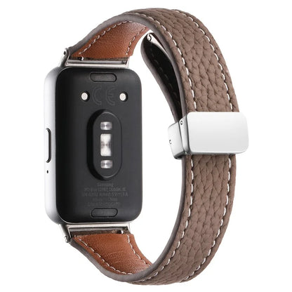 For Samsung Galaxy Fit3 Watch Band Slim Genuine Cow Leather Magnetic Replacement Strap