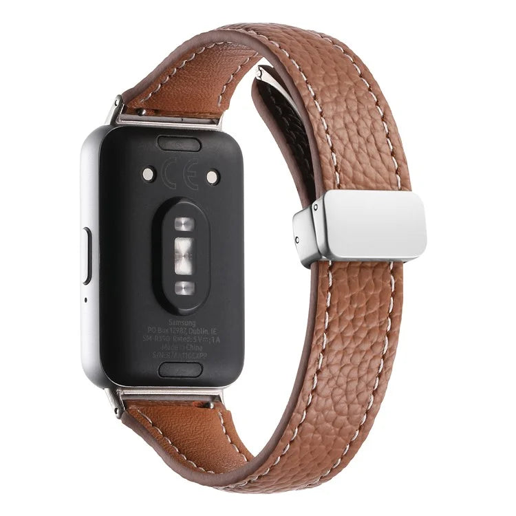 For Samsung Galaxy Fit3 Watch Band Slim Genuine Cow Leather Magnetic Replacement Strap
