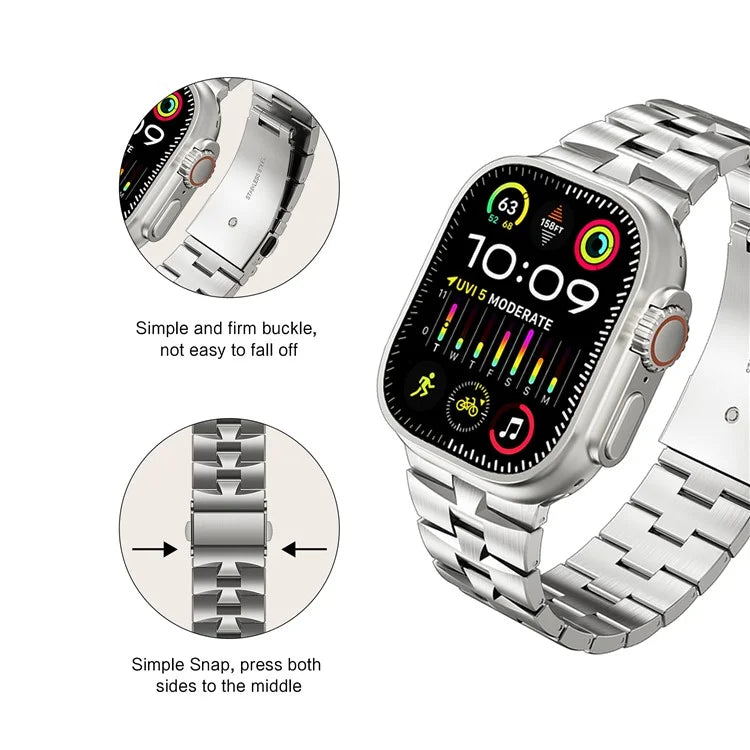 For Apple Watch Ultra 2 Ultra 49mm / Series 9 8 7 45mm / 6 5 4 SE (2022) SE (2023) SE 44mm / 3 2 1 42mm Metal Wrist Band