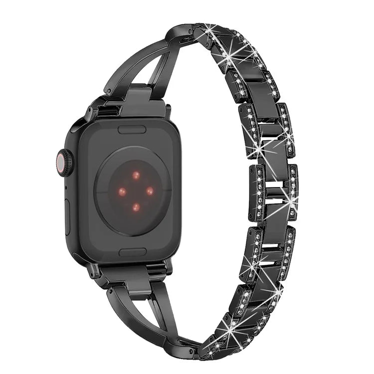 For Apple Watch Series 9 / 8 / 7 41mm / SE (2023) / SE(2022) / SE / 6 / 5 / 4 40mm / 3 / 2 / 1 38mm Rhinestone Cross Metal Strap