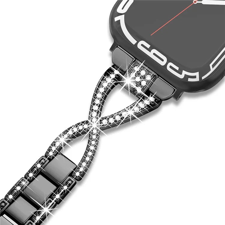 For Apple Watch Series 9 / 8 / 7 41mm / SE (2023) / SE(2022) / SE / 6 / 5 / 4 40mm / 3 / 2 / 1 38mm Rhinestone Cross Metal Strap