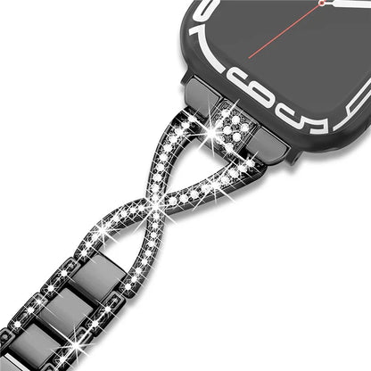 For Apple Watch Series 9 / 8 / 7 41mm / SE (2023) / SE(2022) / SE / 6 / 5 / 4 40mm / 3 / 2 / 1 38mm Rhinestone Cross Metal Strap