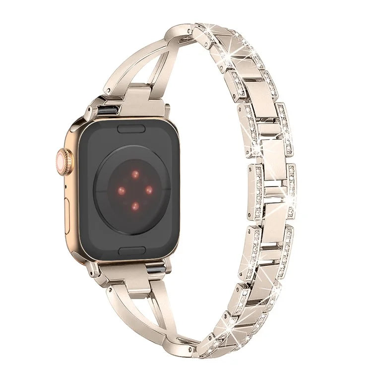 For Apple Watch Series 9 / 8 / 7 41mm / SE (2023) / SE(2022) / SE / 6 / 5 / 4 40mm / 3 / 2 / 1 38mm Rhinestone Cross Metal Strap