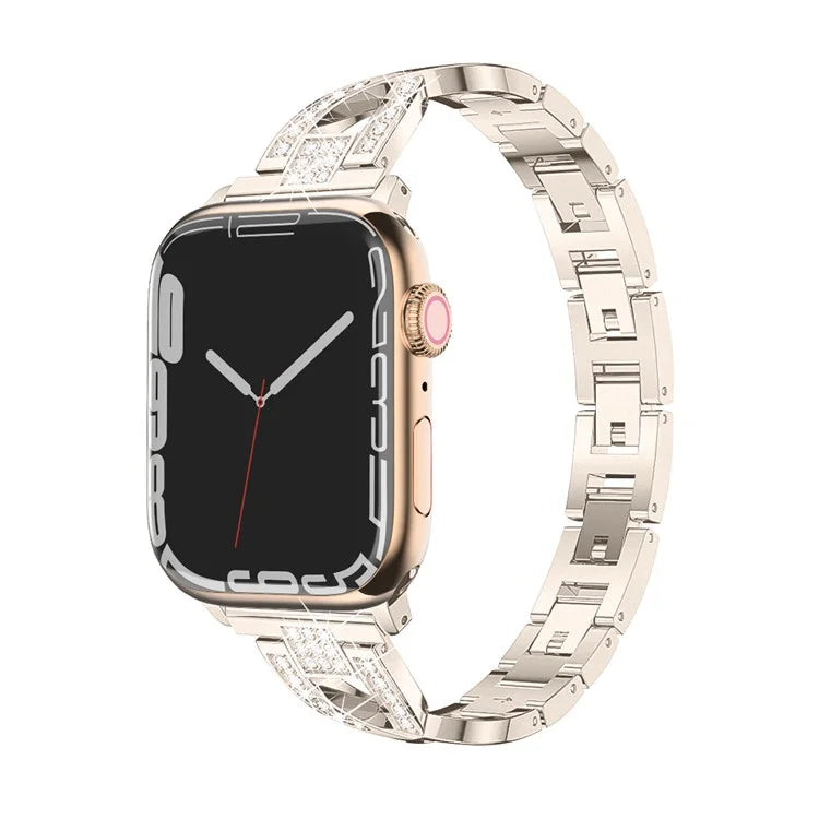 For Apple Watch Series 9 / 8 / 7 41mm / SE (2023) / SE(2022) / SE / 6 / 5 / 4 40mm / 3 / 2 / 1 38mm Rhinestone Cross Metal Strap