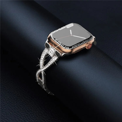 For Apple Watch Series 9 / 8 / 7 41mm / SE (2023) / SE(2022) / SE / 6 / 5 / 4 40mm / 3 / 2 / 1 38mm Rhinestone Cross Metal Strap
