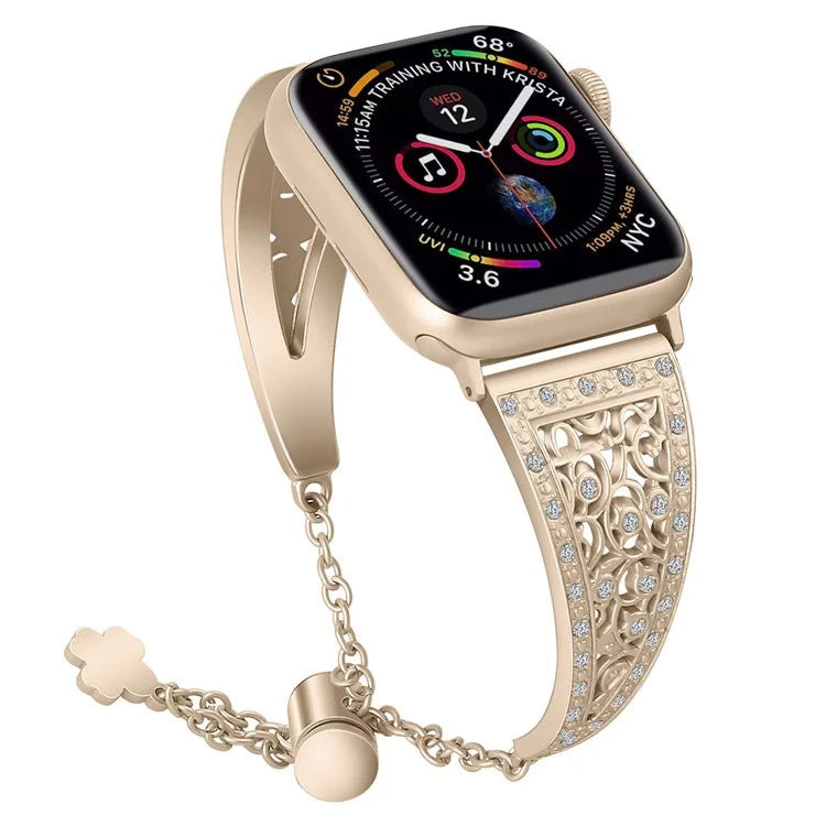 Rhinestones Decor Strap for Apple Watch Series 9 8 7 41mm  /  Series 6 5 4 SE SE (2022) SE (2023) 40mm  /  Series 3 2 1 38mm Alloy Band