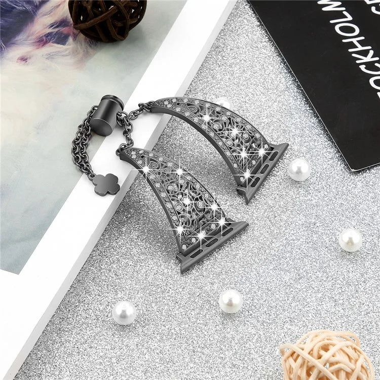 Rhinestones Decor Strap for Apple Watch Series 9 8 7 41mm  /  Series 6 5 4 SE SE (2022) SE (2023) 40mm  /  Series 3 2 1 38mm Alloy Band