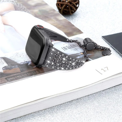 Rhinestones Decor Strap for Apple Watch Series 9 8 7 41mm  /  Series 6 5 4 SE SE (2022) SE (2023) 40mm  /  Series 3 2 1 38mm Alloy Band