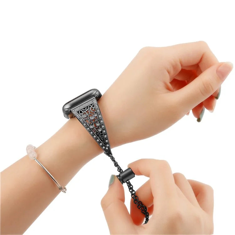 Rhinestones Decor Strap for Apple Watch Series 9 8 7 41mm  /  Series 6 5 4 SE SE (2022) SE (2023) 40mm  /  Series 3 2 1 38mm Alloy Band