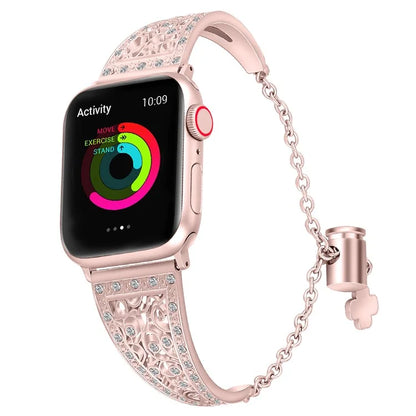 Rhinestones Decor Strap for Apple Watch Series 9 8 7 41mm  /  Series 6 5 4 SE SE (2022) SE (2023) 40mm  /  Series 3 2 1 38mm Alloy Band