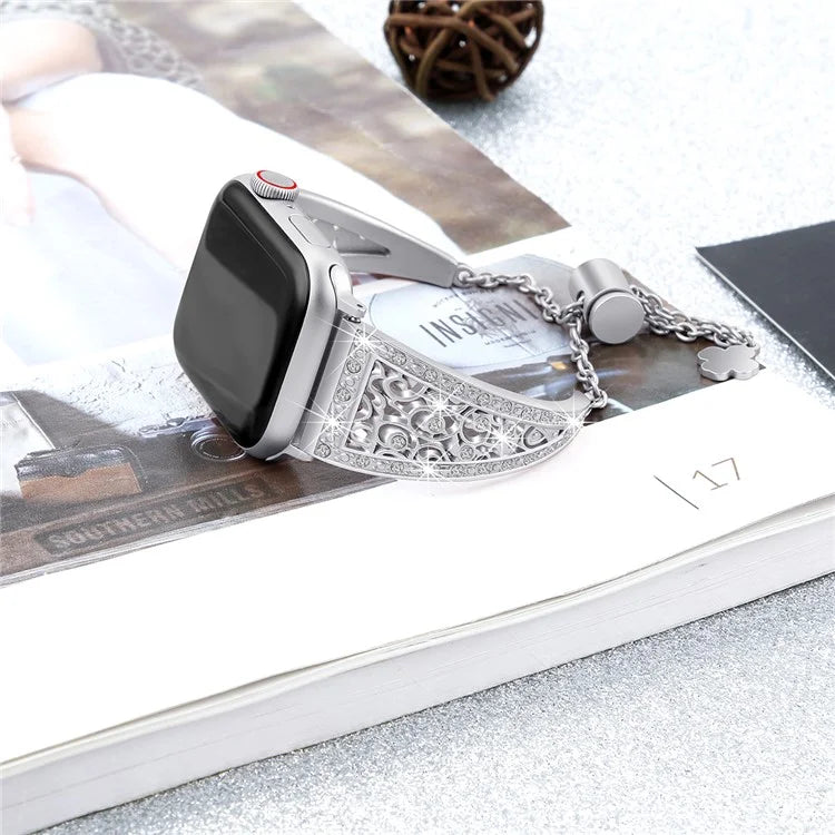 Rhinestones Decor Strap for Apple Watch Series 9 8 7 41mm  /  Series 6 5 4 SE SE (2022) SE (2023) 40mm  /  Series 3 2 1 38mm Alloy Band