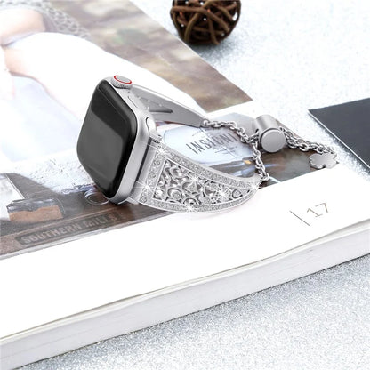 Rhinestones Decor Strap for Apple Watch Series 9 8 7 41mm  /  Series 6 5 4 SE SE (2022) SE (2023) 40mm  /  Series 3 2 1 38mm Alloy Band