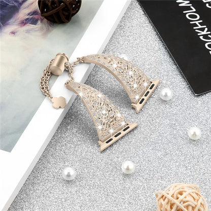 For Apple Watch Ultra 49mm / Ultra 2 49mm / Series 9 / 8 / 7 45mm / 6 / 5 / 4 / SE / SE (2022) / SE (2023) 44mm / 3 / 2 / 1 42mm Floral Slider Bracelet Strap