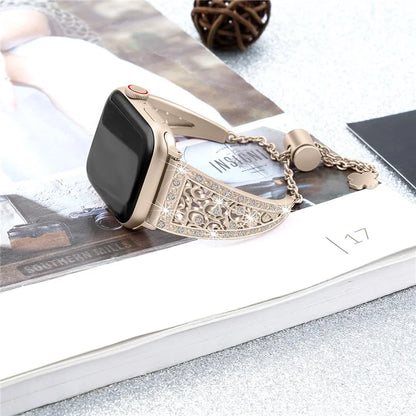 For Apple Watch Ultra 49mm / Ultra 2 49mm / Series 9 / 8 / 7 45mm / 6 / 5 / 4 / SE / SE (2022) / SE (2023) 44mm / 3 / 2 / 1 42mm Floral Slider Bracelet Strap