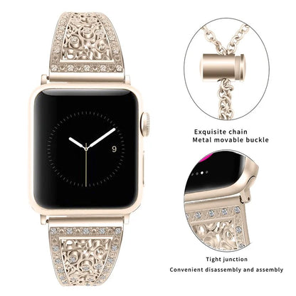 For Apple Watch Ultra 49mm / Ultra 2 49mm / Series 9 / 8 / 7 45mm / 6 / 5 / 4 / SE / SE (2022) / SE (2023) 44mm / 3 / 2 / 1 42mm Floral Slider Bracelet Strap