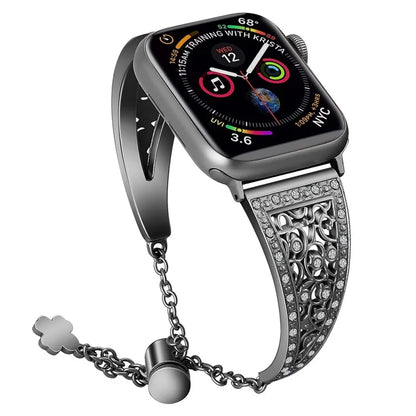 For Apple Watch Ultra 49mm / Ultra 2 49mm / Series 9 / 8 / 7 45mm / 6 / 5 / 4 / SE / SE (2022) / SE (2023) 44mm / 3 / 2 / 1 42mm Floral Slider Bracelet Strap