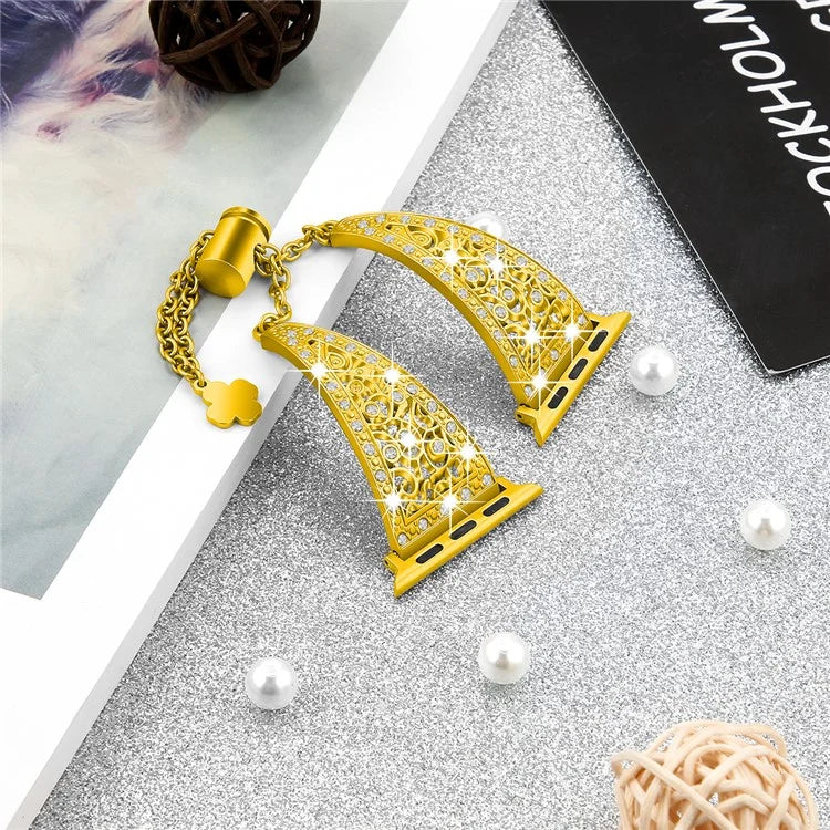 For Apple Watch Ultra 49mm / Ultra 2 49mm / Series 9 / 8 / 7 45mm / 6 / 5 / 4 / SE / SE (2022) / SE (2023) 44mm / 3 / 2 / 1 42mm Floral Slider Bracelet Strap