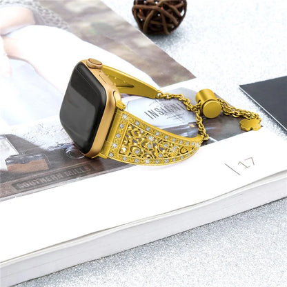 For Apple Watch Ultra 49mm / Ultra 2 49mm / Series 9 / 8 / 7 45mm / 6 / 5 / 4 / SE / SE (2022) / SE (2023) 44mm / 3 / 2 / 1 42mm Floral Slider Bracelet Strap