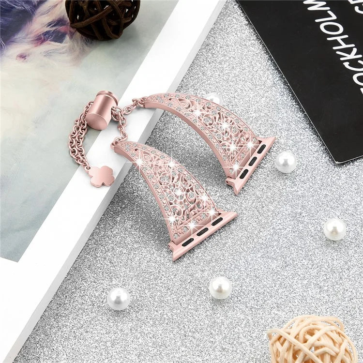 For Apple Watch Ultra 49mm / Ultra 2 49mm / Series 9 / 8 / 7 45mm / 6 / 5 / 4 / SE / SE (2022) / SE (2023) 44mm / 3 / 2 / 1 42mm Floral Slider Bracelet Strap