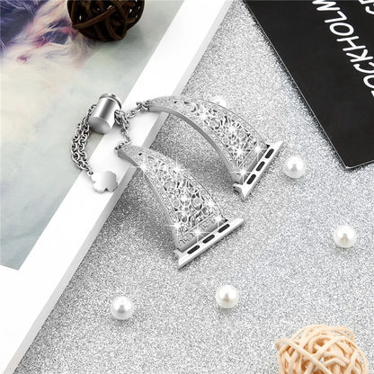 For Apple Watch Ultra 49mm / Ultra 2 49mm / Series 9 / 8 / 7 45mm / 6 / 5 / 4 / SE / SE (2022) / SE (2023) 44mm / 3 / 2 / 1 42mm Floral Slider Bracelet Strap