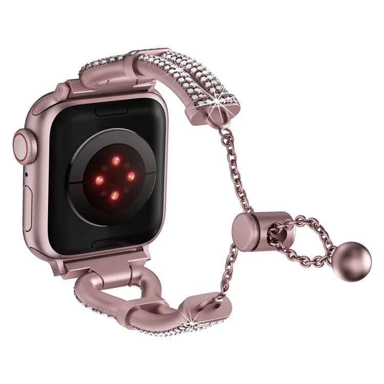 For Apple Watch Series 9 / 8 / 7 41mm / SE (2023) / SE(2022) / SE / 6 / 5 / 4 40mm / 3 / 2 / 1 38mm Sliding Rhinestone Metal Strap
