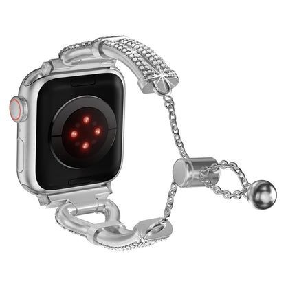 For Apple Watch Series 9 / 8 / 7 41mm / SE (2023) / SE(2022) / SE / 6 / 5 / 4 40mm / 3 / 2 / 1 38mm Sliding Rhinestone Metal Strap