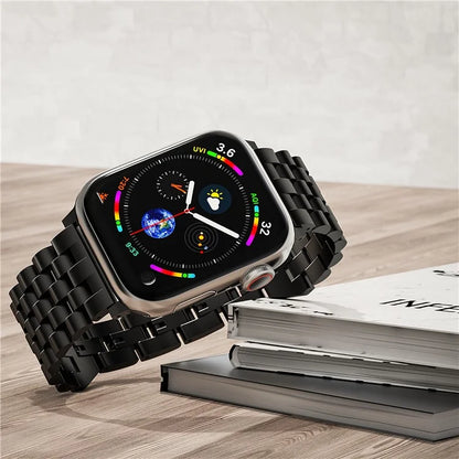 For Apple Watch Series 9 / 8 / 7 41mm / SE (2023) / SE(2022) / SE / 6 / 5 / 4 40mm / 3 / 2 / 1 38mm 5-Bead Metal Strap