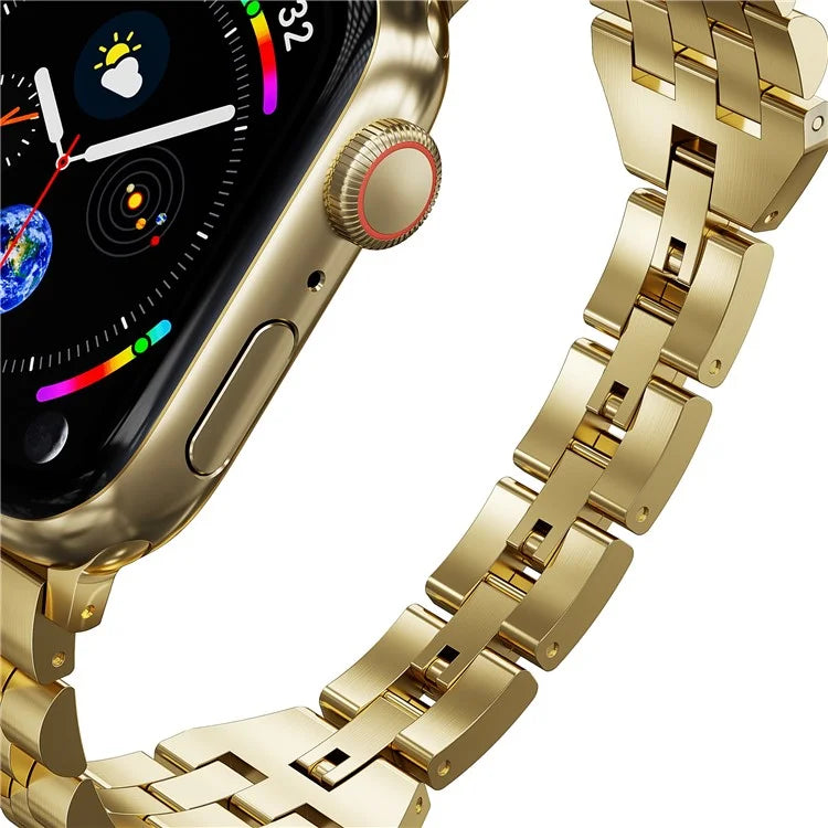 For Apple Watch Series 9 / 8 / 7 41mm / SE (2023) / SE(2022) / SE / 6 / 5 / 4 40mm / 3 / 2 / 1 38mm 5-Bead Metal Strap