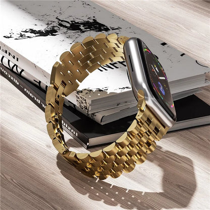 For Apple Watch Series 9 / 8 / 7 41mm / SE (2023) / SE(2022) / SE / 6 / 5 / 4 40mm / 3 / 2 / 1 38mm 5-Bead Metal Strap