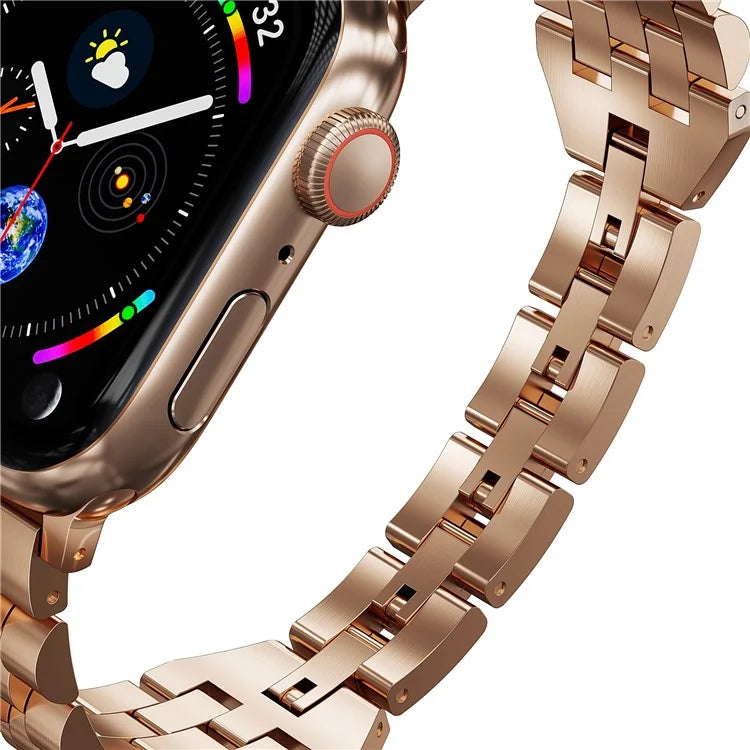 For Apple Watch Series 9 / 8 / 7 41mm / SE (2023) / SE(2022) / SE / 6 / 5 / 4 40mm / 3 / 2 / 1 38mm 5-Bead Metal Strap