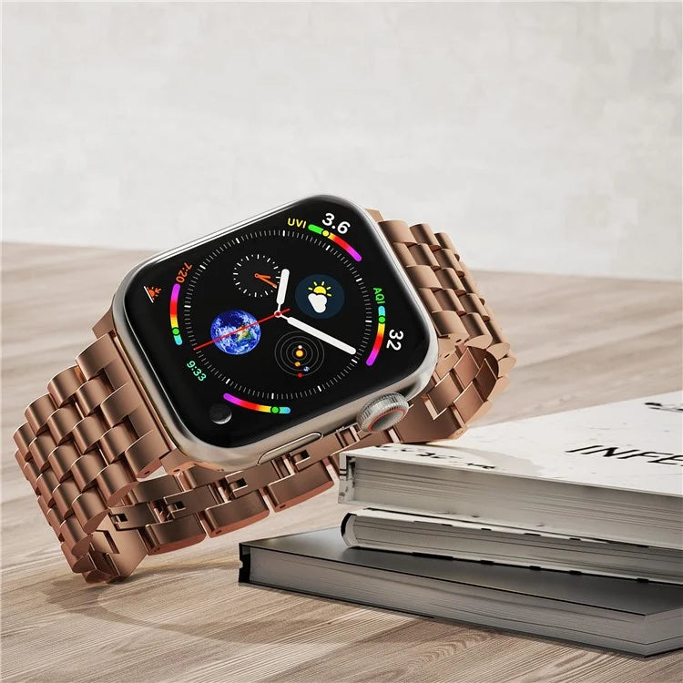 For Apple Watch Series 9 / 8 / 7 41mm / SE (2023) / SE(2022) / SE / 6 / 5 / 4 40mm / 3 / 2 / 1 38mm 5-Bead Metal Strap