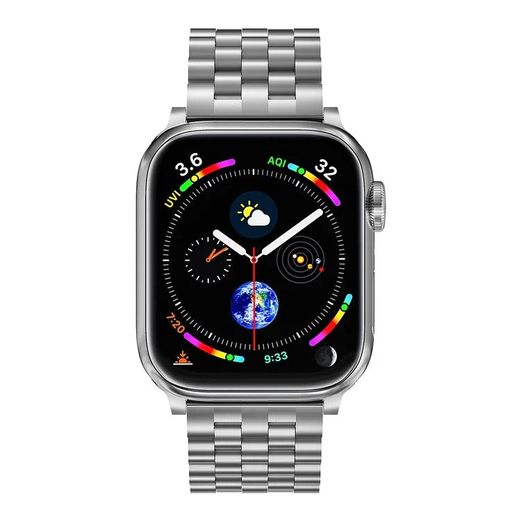 For Apple Watch Series 9 / 8 / 7 41mm / SE (2023) / SE(2022) / SE / 6 / 5 / 4 40mm / 3 / 2 / 1 38mm 5-Bead Metal Strap