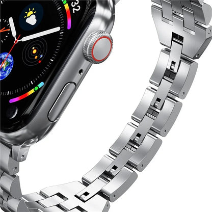For Apple Watch Series 9 / 8 / 7 41mm / SE (2023) / SE(2022) / SE / 6 / 5 / 4 40mm / 3 / 2 / 1 38mm 5-Bead Metal Strap