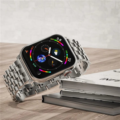 For Apple Watch Series 9 / 8 / 7 41mm / SE (2023) / SE(2022) / SE / 6 / 5 / 4 40mm / 3 / 2 / 1 38mm 5-Bead Metal Strap