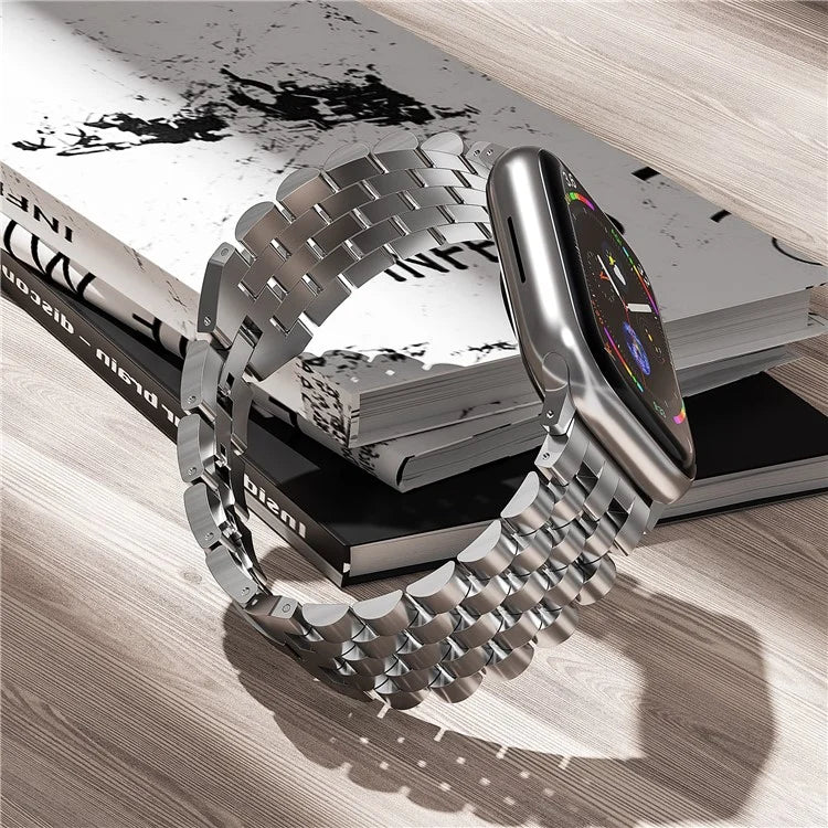 For Apple Watch Series 9 / 8 / 7 41mm / SE (2023) / SE(2022) / SE / 6 / 5 / 4 40mm / 3 / 2 / 1 38mm 5-Bead Metal Strap