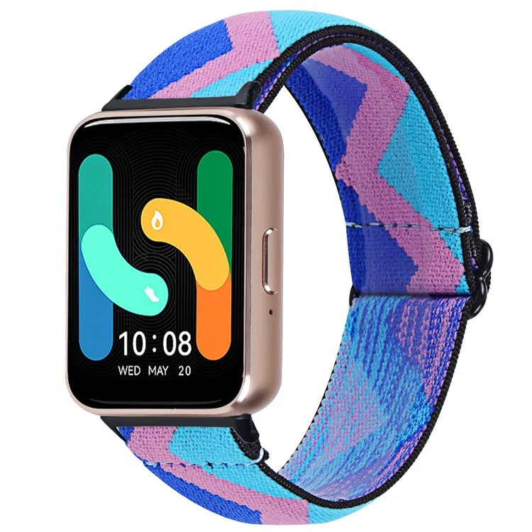 For Samsung Galaxy Fit3 SM-R390 Elastic Wrist Band Pattern Design Watch Strap (Black Buckle)