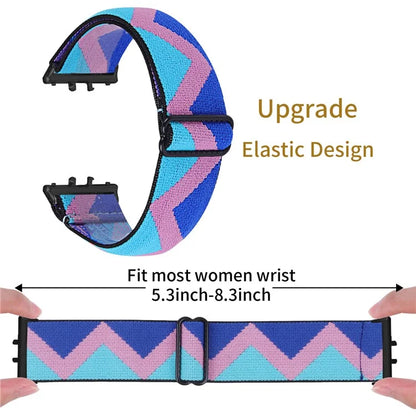 For Samsung Galaxy Fit3 SM-R390 Elastic Wrist Band Pattern Design Watch Strap (Black Buckle)