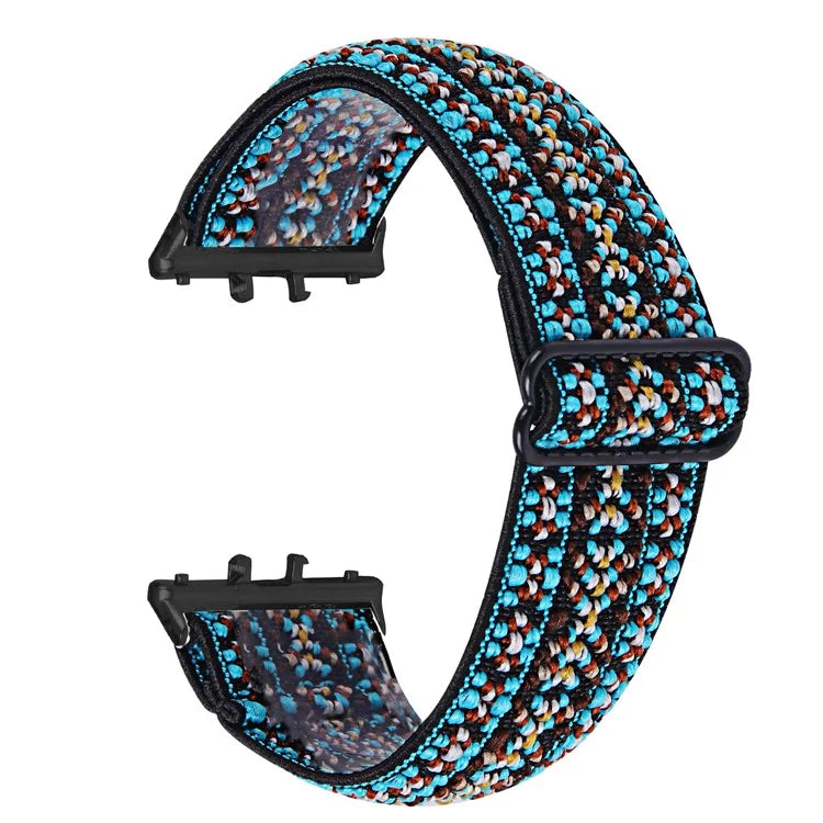 For Samsung Galaxy Fit3 SM-R390 Elastic Wrist Band Pattern Design Watch Strap (Black Buckle)