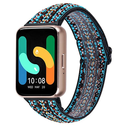 For Samsung Galaxy Fit3 SM-R390 Elastic Wrist Band Pattern Design Watch Strap (Black Buckle)