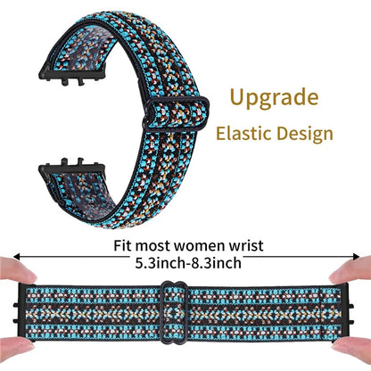 For Samsung Galaxy Fit3 SM-R390 Elastic Wrist Band Pattern Design Watch Strap (Black Buckle)
