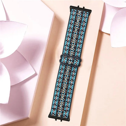 For Samsung Galaxy Fit3 SM-R390 Elastic Wrist Band Pattern Design Watch Strap (Black Buckle)